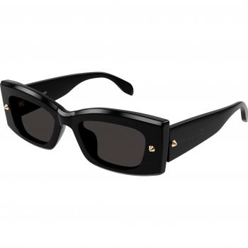 Alexander McQueen Unisex AM0426S 001 Black Grey Squared Acetate Sunglasses