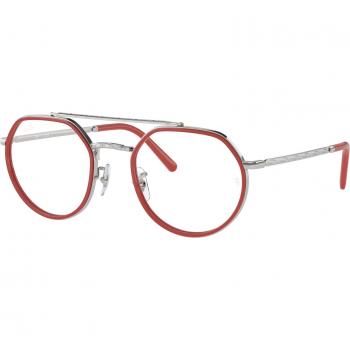 Ray-Ban RX3765V 2501 Unisex Geometric Eyeglasses Silver Frame Size 49 with Blue Light Blocking Option