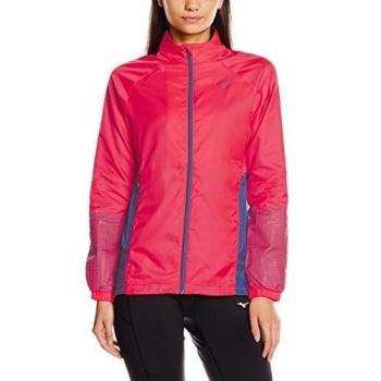 Mizuno aliento Thermo chaqueta para correr de la mujer, mujer, color Fiery Coral/dazzling Blue, tamaño mediano