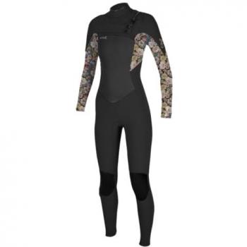 Traje neopreno O'Neill Epic 5/4mm Chest Zip Full para niña en color negro, amarillo y blanco