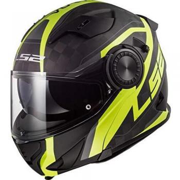 LS2 NC Casco per Moto, Hombre, Negro/Amarillo, XS