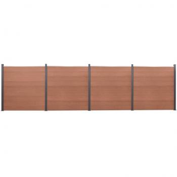 Juego de panel de valla WPC marrón 699x186 cm