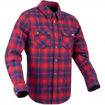 Chaqueta de Moto Segura Sierra Azul Marino-Rojo, características: diseño moderno, material resistente al desgaste, protección CE en codos y hombros, forro interior transpirable, múltiples bolsillos, ajuste en cintura y muñecas