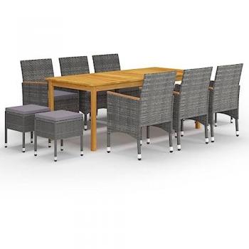 Juego de comedor de jardín de 11 piezas gris
