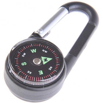 Huntington Clip Compass, brújula mosquetón con termómetro, pequeña, con cubierta de aluminio, líquido amortiguado profesionalmente, negra, DC27T2-02