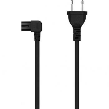 Aisens A132-0598 Cable de Alimentación Acodado Forma 8, CEE7/16 Macho a C7 Hembra, 1.8 metros, Color Negro