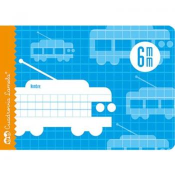 Libreta Lamela Cuadrovía 6mm Grapada Cartón Tamaño Cuarto Apaisado 16 Hojas 70g Color Azul