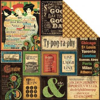 Graphic 45 12 x 12-inch Typography Double-Sided Sheet, Pack of 25, Multi-Colour