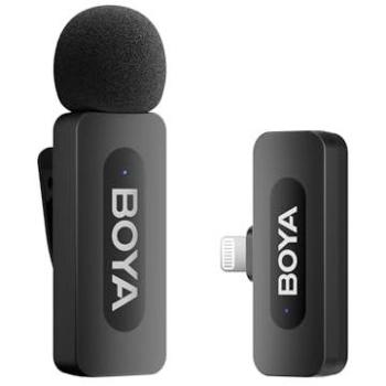 Micrófono Inalámbrico de Solapa BOYA BY-V1 V2.0 Omnidireccional con Conector Lightning y Cancelación de Ruido, Transmisor Recargable