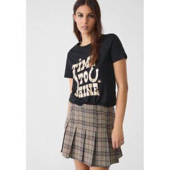 Stradivarius Black Cowboy Foil Print T-shirt Size S