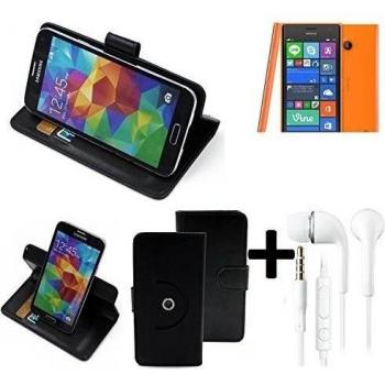 TOP SET: 360° Funda Smartphone para Nokia Lumia 730 Dual SIM, negro + Auriculares | Función de stand Caso Monedero BookStyle mejor precio, mejor funcionamiento - K-S-Trade | Funda Universal Caso Monedero cubierta del tirón Monedero Monedero