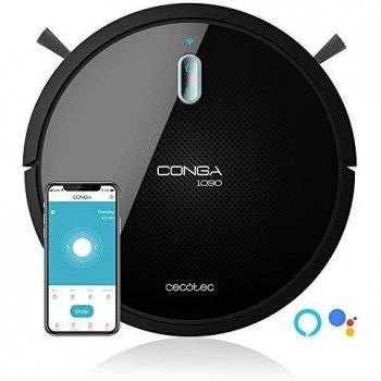 Cecotec Robot aspirador y fregasuelos Conga 1090 Connected Force, App Control, Aspira, Barre, friega y Pasa la mopa, 1400 Pa, Cepillo Especial para Mascotas, Fregado Inteligente, Alexa & Google Assist