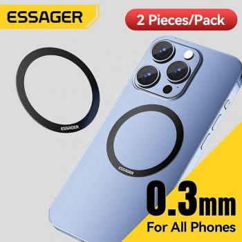 Essager 2PCS Magnetic Metal Ring for MagSafe iPhone 15 14 13 12 Pro Android Phones Plate Sticker Rings for Wireless Charger Stand