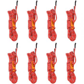Cuerda de vientos con tensores reflectantes 8 piezas 4 m 4 mm Color Negro, Rojo, Amarillo y más