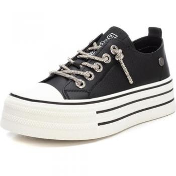 Zapatilla de mujer Refresh 172197 blanca con cordón, de lona, puntera de goma y doble suela