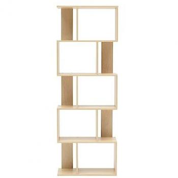 Estantería Mobili Rebecca Biblioteca 5 Estantes MDF Color Roble Claro 172,5x60x24 cm Beige Moderna