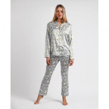 Pijama Abierto Manga Larga Pearls Style gris