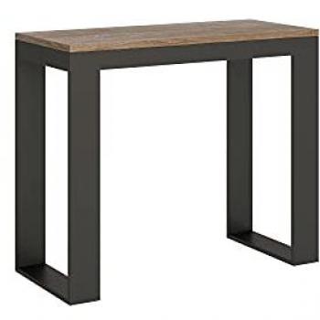 Consola extensible 90x40/196 cm efecto madera roble natural y hierro