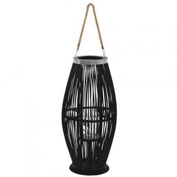 vidaXL Portavelas Colgante de Bambú Negro 60 cm Decoración Interior Casa Hogar
