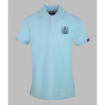 Aquascutum Men's Branded Sleeve Light Blue Polo Shirt - Size Medium (38/Regular)