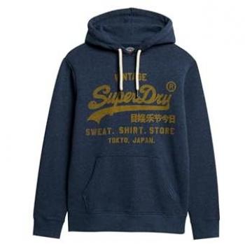 Superdry Classic Graphic Logo Hoodie - Vintage Navy Marl - Size S