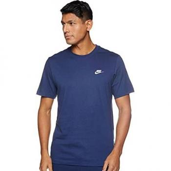 Nike Sportswear Club T-Shirt Men, Color: Dark Blue (Midnight Navy), Size: M, Material: Cotton