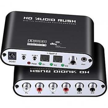 WJES Convertidor de Audio óptico Digital Coaxial a Analógico 5.1 Canales DTS Dolby AC-3 Decodificador de Audio TV a Audio