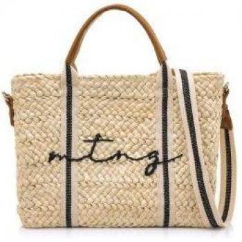MTNG Bolso de Mano Artola Beige para Mujer con Cierre de Cremallera Estilo Capazo Multiposición