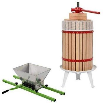 vidaXL Conjunto de Prensa y Trituradora de Frutas y Vinos 2 Piezas Artesanía Productos Elaborar Cerveza Vino Casero Resistente al Óxido Duradera