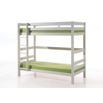Litera Pino blanca 90x200 cm, altura 182 cm, incluye somier y opción de cajón