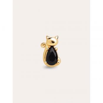 Pendiente Suelto Cat Black - Plata de Ley 925 con Baño de Oro de 18 Kt