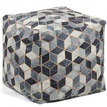Kave Home - Puf Imma Gris Cuadrado 45 x 45 cm en Tela de poliéster y algodón