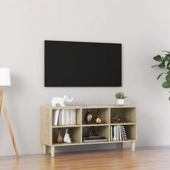 Mueble de TV patas madera maciza 103,5x30x50 cm roble sonoma
