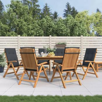 Reclining Teak Garden Chairs with Cushions Set of 6