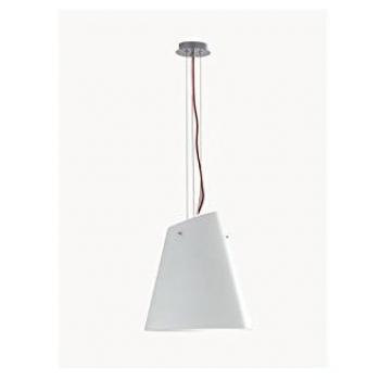 Lámpara Colgante Ermes de 120 cm en Cromo con Difusores de Vidrio Ópalo y Rojo, E27