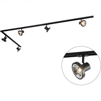 Sistema de riel moderno con 5 focos negros de 300 cm - Iconic Jeany