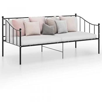Estructura de sofá cama sin colchón metal negro 90x200 cm