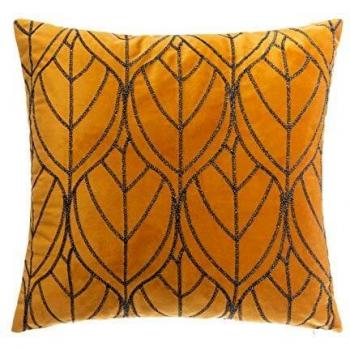 Cojín de terciopelo bordado Lurex 40 x 40 cm - Ocre/Mostaza