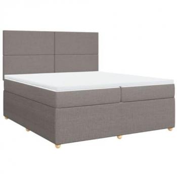 Estructura de cama box spring con colchón Tortera 200x200 cm en tela gris taupe