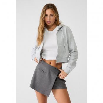 Cropped Zip Sweatshirt - Grey Melange M