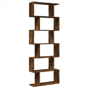 Librería divisora 6 niveles madera roble ahumado 70x24x193 cm