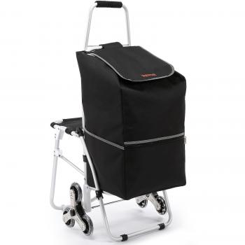 Vevor Stair Climbing Utility Cart with Waterproof Bag and Seat, 165 lbs Load Capacity, Foldable Design, Tri-Wheel System