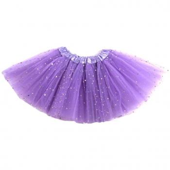 Falda de tul Stella para niñas - Falda de ballet con estrellas - Tutú Enagua - Lila - Talla única