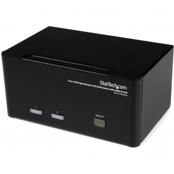 StarTech.com Triple Monitor DVI USB KVM Switch with Audio and USB Hub, Multi Monitor KVM, USB DVI KVM Switch