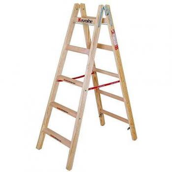 Escalera de Madera 2x8 con Peldaños Anchos y Gancho para Cubo