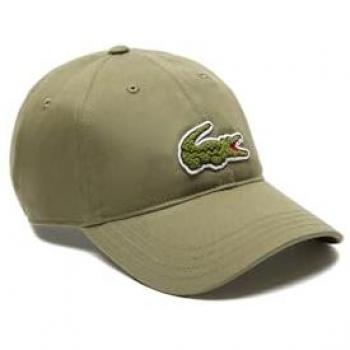 Gorra unisex de sarga Lacoste con insignia de cocodrilo color kaki talla UNI