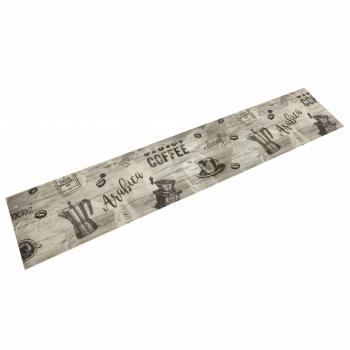 Alfombra de cocina lavable terciopelo gris café 60x300 cm vidaXL con dibujo de zapatos