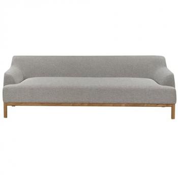 Sofá 3 Plazas Elegante de Tela Poliester con Patas de Madera en Color Gris Sosjo