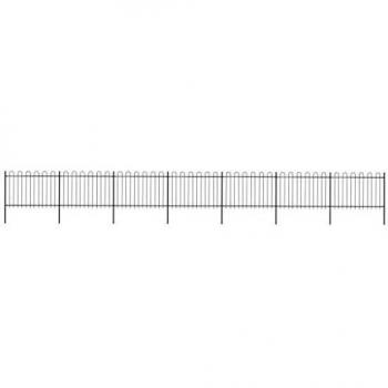 Black Steel Garden Fence with Hoop Top 11.9 x 1.2 m