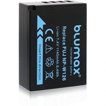 Batería Blumax para Fujifilm NP-W126 NP-W126s 1140mAh Compatible con FinePix X-T1 X-T2 X-T10 X-T20 X-Pro2 X-E1 X-E2 X-M1 X-A1 X-A2 X-Pro1 X-ES2 X-A3 HS50EXR